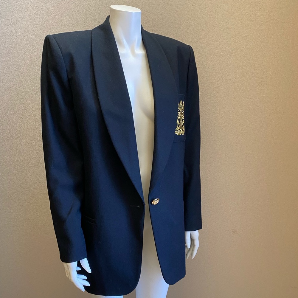 Classiques Entier Japan Wool black blazer chest pocket gold embroidered …